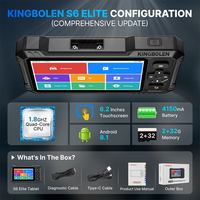 Escáner de Diagnóstico Universal para Automóviles KINGBOLEN S6 Elite OBD2 Sistema Completo Inalámbrico Bluetooth
