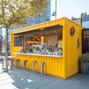 Kiosque alimentaire mobile 3x6x2.8 en acier coloré, espace de préparation, assemblage sur site, certifié CE UE, conteneur pour réunions décontractées - Product Image 4