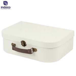 Manufacturer Beige Color Stitching Handmade Craft Paper <b>Box</b> Cardboard <b>Suitcase</b> with Handle - Product Image 2