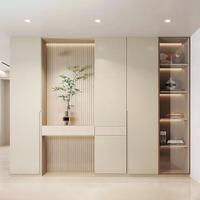 Meuble de rangement pour chaussures sur mesure, entièrement intégré, avec éclairage LED, couleur unifiée pour toute la maison, idéal pour les maisons neuves.