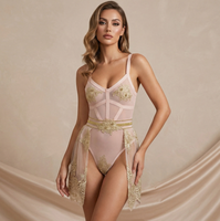 Tenue de danse rose pour femmes avec des embellissements en paillettes dorées, tenue personnalisée pour la scène, la compétition, l'entraînement, la danse sur barre