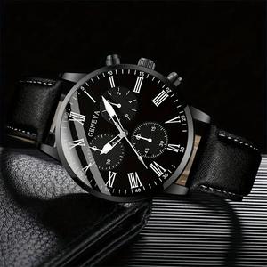 Nouvelle <span class=keywords><strong>montre</strong></span> à quartz pour <span class=keywords><strong>homme</strong></span>, style tendance, <span class=keywords><strong>bracelet</strong></span> en cuir, 40 mm, aiguille, décontractée, élégante, design à trois yeux, plus <span class=keywords><strong>bracelet</strong></span> tressé - Product Image 3