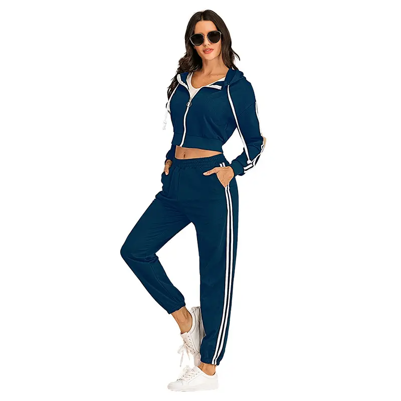 New style spring fall casual sports suit lady pant sets 2 piece hoodie set women zip up hoodie set