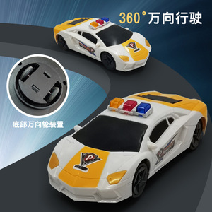 Voiture de police électrique avec lumières clignotantes et musique, mouvement omnidirectionnel à 360 degrés pour enfants de 2 à 4 ans - Product Image 1