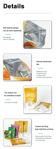 Sachet d'emballage alimentaire personnalisé en papier kraft biodégradable PLA avec fermeture éclair et fenêtre transparente - Product Image 6