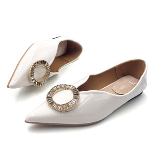 화이트 여성 드레스 슈즈 도매 고무 밑창 여성 패션 신발 소녀 최신 여름 아름다운 플랫 슈즈 - Product Image 3