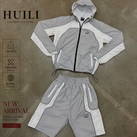 Ensemble survêtement personnalisé automne 2026 – Veste coupe-vent à capuche zippée en nylon et short pour homme – Fournisseur ODM OEM