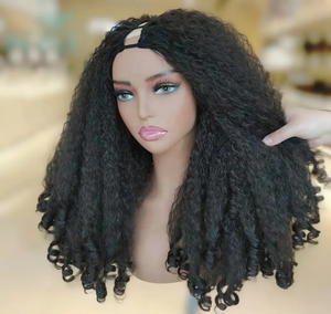 วิกผมทรงหยิกหยักศกทรงแอฟโฟรวิกผมตรงแบบไม่มีกาวสำหรับผู้หญิงวิกผมแบบไม่ทิ้งผมครึ่งเดียว - Product Image 1