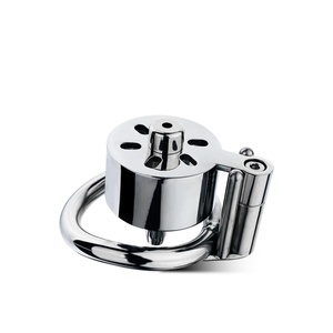 FRRK <b>Thick</b> Flat Metal Male Chastity Device with Catheter Penis Lock in Lust Hole Design Chastity Device Penis Cage Sex Toys - Product Image 4