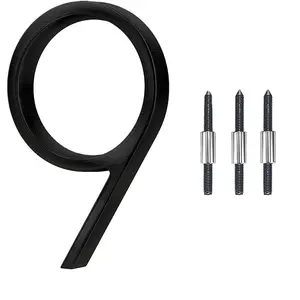 Modern Metal Anti-Rust House Numbers with Nail Kits for Door Garden Mailbox Decor Visibility Signage number 9