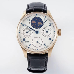 Montre-bracelet de luxe pour <span class=keywords><strong>homme</strong></span>, boîtier en acier inoxydable or rose de qualité supérieure, 44 mm, automatique, mécanique, phase de lune, <span class=keywords><strong>calendrier</strong></span> perpétuel - Product Image 1