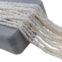 Vente en gros de perles d'eau douce naturelles de 3-4 mm, perles bouton blanches à haute brillance, perles baroques plates irrégulières pour la fabrication de bijoux DIY