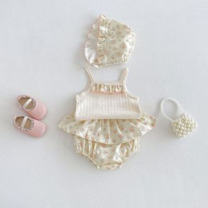 Conjunto <span class=keywords><strong>de</strong></span> Dos Piezas para Niñas, Verano 2026, Top Tipo Chaleco y Culottes, <span class=keywords><strong>Ropa</strong></span> Infantil, Atuendo Floral a la Moda con Sombrero - Product Image 1