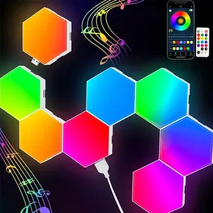 Hexagone (lot de 6) Led Rgb Gaming Lights App Smart Modular Panel Hex Wall Lights