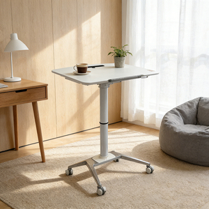 Bureau ergonomique hydraulique pour ordinateur portable, réglable en hauteur, manuel, avec roulettes, pour la maison, le bureau ou l'étude - Product Image 1