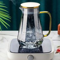 Théière en Verre Borosilicate Transparent Résistant à la Chaleur, Bleu Dégradé, Grande Capacité, avec Ensemble de Tasses