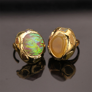 Nhẫn vàng mạ vàng chất lượng cao, gắn đá Opal tổng hợp lớn dành cho nam và nữ - Product Image 2