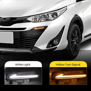 Luz LED de circulación diurna DLR para coche, lámpara antiniebla DE GIRO amarillo para conducción diurna, para Toyota Yaris 2017 2018 2019, 2 uds.
