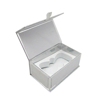 Boîte rigide en carton de luxe sur mesure, en carton argenté, avec couvercle à clapet magnétique, estampage à chaud doré et insert en mousse EVA pour cosmétiques
