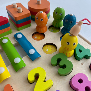 4 1 Multi-functional Wooden Early Education Intelligence Development Toys Digital Cognitive Fruit Shape Matching for 5-7 Years - Product Image 5