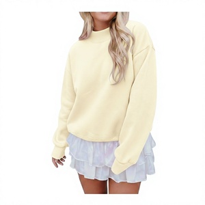 Custom Embroidered Autumn/Winter Casual Women's Reversible <b>Mock</b> <b>Neck</b> Eco-Friendly Polyester/Cotton Fleece Oversized Sweatshirt - Product Image 1