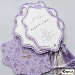 Eleganti Inviti Matrimoniali Personalizzati con Bordo Smerlato e Monogramma in Lamina d'Oro, Menu Stratificato Bordeaux con Nappa - Product Image 3