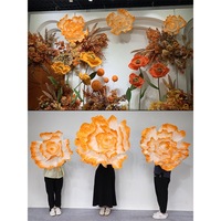 Roses géantes en papier plissé faites à la main pour la décoration de mariage, décoration de fenêtre, fleurs artificielles