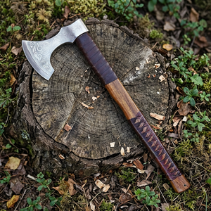 SIZZCO Viking Axe Ragnar Lothbrok Industrial Grade Carbon Steel <b>Bearded</b> Axe Rose Wood Handle Hunting Camping Tomahawk Hatchet - Product Image 1