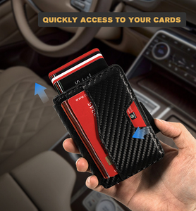 Casekey Carbon Fiber PU Leather Bifold Minimalist Smart <b>Wallet</b> RFID Blocking Pop up Aluminum <b>Card</b> <b>Holder</b> <b>Wallet</b> with ID Window - Product Image 2