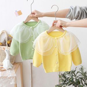 2024 moda inverno autunno colore caramella bambini <span class=keywords><strong>maglia</strong></span> Top <span class=keywords><strong>Tulle</strong></span> dolce principessa bambine Cardigan maglioni - Product Image 2