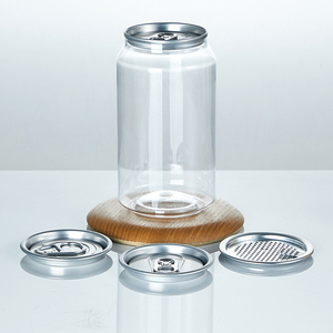 Biểu Tượng Tùy Chỉnh Trong Suốt Có Thể Với Niêm Phong Chai Nhựa Dùng Một Lần Nước Giải Khát Nước Trái Cây Pet Lon Với Nắp Nhôm - Product Image 1