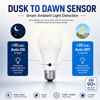Ampoule LED A19 avec capteur de lumière du crépuscule à l'aube, capteur photocellule E26 E27 B22, lampe 6W 8W 10W 90-260V CRI 90 pour véranda et jardin
