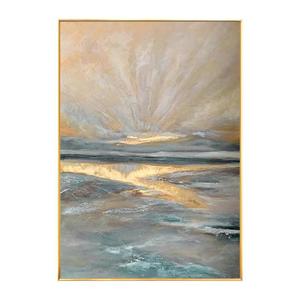 Hand Painted Oil Painting Abstract Sea Sunset Landscape Metal <b>Frame</b> <b>Large</b> Wall Art For Living Room Entrance Decor Luxury Style - Product Image 3
