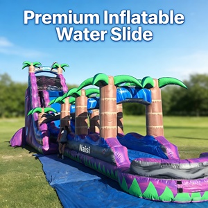 Toboggan aquatique gonflable violet de 27 pieds de haut avec glissière et piscine, toboggan aquatique extérieur <span class=keywords><strong>pour</strong></span> adultes et enfants - Product Image 1