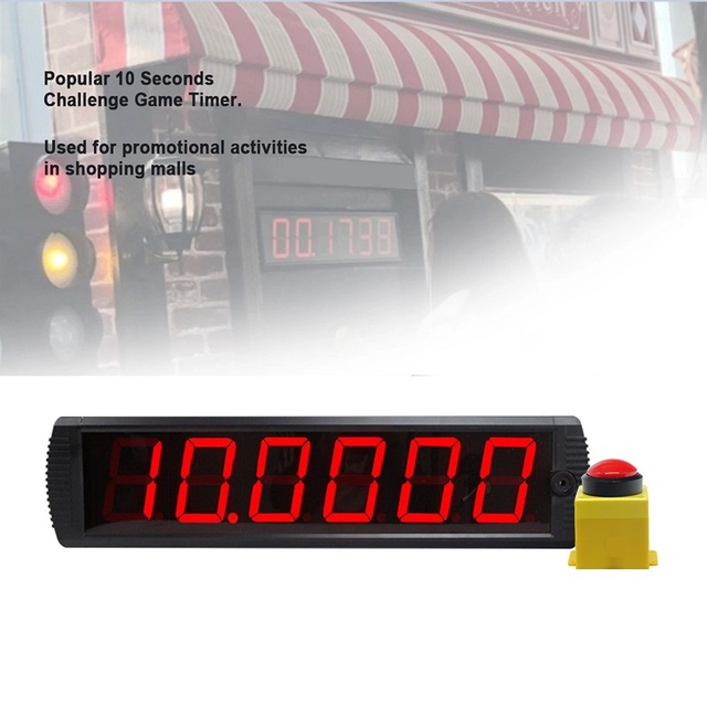 GANXIN LED Digital Stop 10 Seconds Games Timer Free Luck Challenge 10s Reaction Clock with Push Start Reset Button Control