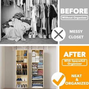 Hanging Closet Organizer 24 Compartments Non Woven Fabric <b>Shoe</b> <b>Storage</b> For Bedroom Wardrobe With Dividers Hook Type - Product Image 3