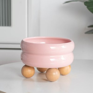 Tazón de Cerámica para Perros y Gatos al por Mayor, Tazón Elevado para Comida y Agua para Mascotas, Tazón de Cerámica para Gatos con Soporte de Madera de Bambú - Product Image 4