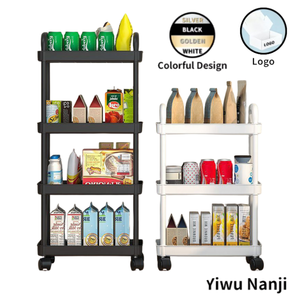 Chariot de cuisine extérieur à 3 ou 4 niveaux, étagère métallique, support pour fruits, légumes, jouets, chariot de service, ensemble de cuisine, étagère avec roulettes - Product Image 1