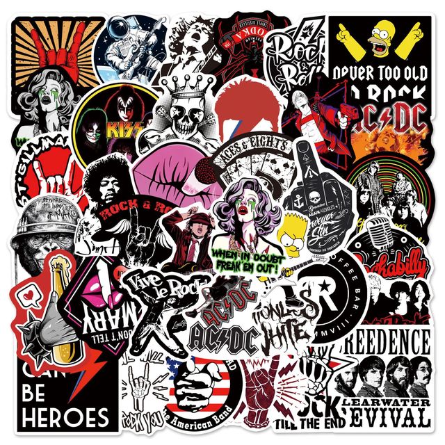54Pcs Fashion ROCK Band Graffiti Decorative Stickers Label for Suitcase Laptop Guitar Scrapbook Skateboard Waterproof Sticker