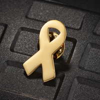 Yiwu Aceon acier inoxydable blanc personnalisé bricolage graver taille personnalisée brillant poli cancer du sein alarme or ruban broche broche