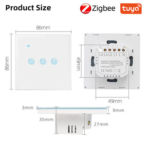 Tuya Zigbee Smart <b>Switch</b> 86mm 3 Gang <b>Touch</b> Panel With App Voice Control For Home Automation - Product Image 1