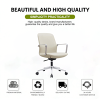 Chaise de bureau blanche ergonomique avec dossier bas, chaise de bureau pivotante en cuir pour conférence