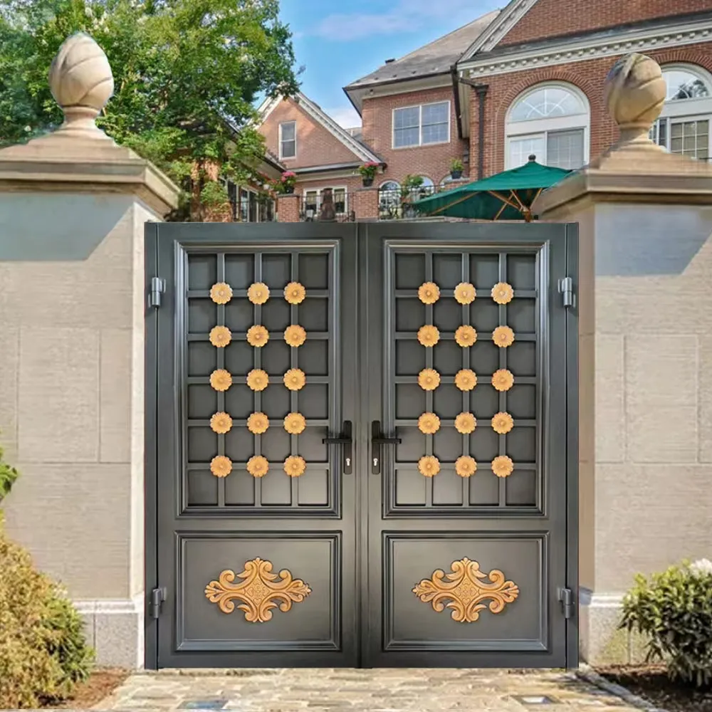 Puertas de Diseño Simple de alta calidad, puerta principal de hierro forjado
