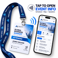 Badge de conférence NFC personnalisé avec cordon imprimé – Passe événementielle à clipser pour accéder à l'horaire, à la carte, au profil du conférencier et au contenu numérique