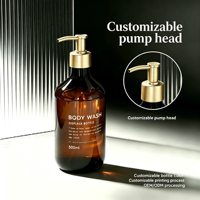 Flacon pompe vide en plastique PET ambre de luxe pour savon liquide, shampoing, après-shampoing - 500 ml/1000 ml, capacité personnalisée, emballage cosmétique