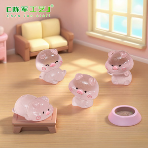 Adorables cochonnettes lumineuses DIY pour décoration de maison de poupée, petites décorations de bureau ou de voiture en résine - Product Image 2