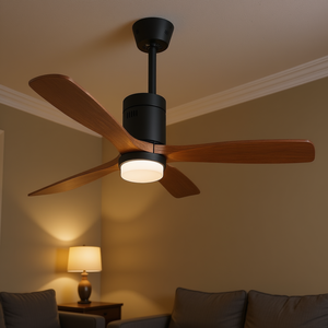 พัดลมเพดานทันสมัยขนาด 52 นิ้วพร้อมไฟ 3 ใบพัดไม้ มอเตอร์ดีซีไร้เสียงรบกวน สำหรับใช้ภายในบ้าน ห้องนั่งเล่น ห้องนอน - Product Image 2