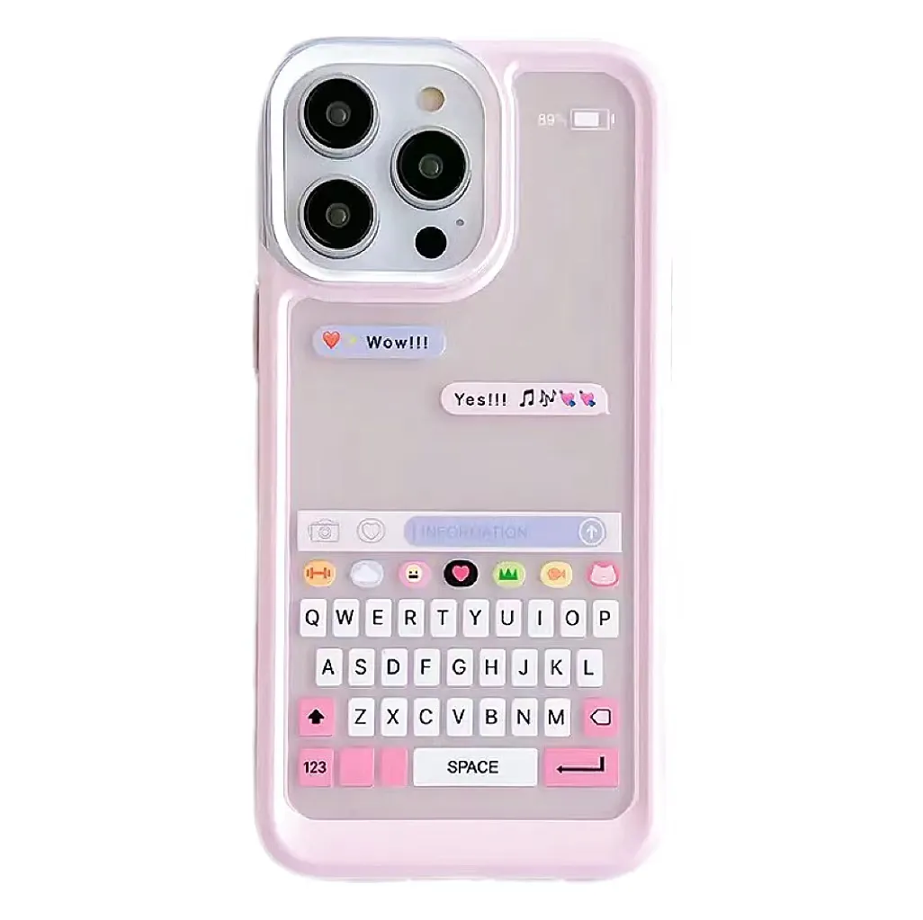 XYLovely Keyboard Chat Window Shockproof Acrylic Case For 15 Pro Protective Bumper 14 13 12 11 ProMax