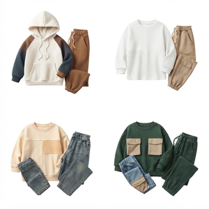 Conjunto de Ropa Infantil de Otoño-Invierno de 2 Piezas, Sudaderas y Pantalones de Colores y Tallas Variadas, Paquete al por Mayor, Calidad Superior - Product Image 5