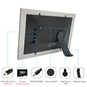 10.1インチWiFiデジタル写真フレームオプションホワイト/グレー/イエロー/ブラウン木製スタイルケース時計タッチ画面フレームフレーム - Product Image 4